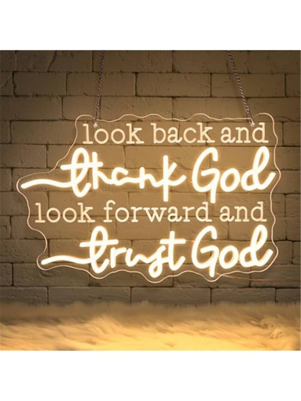 ✝️ Christian LED Neon Sign “Look Back and Thank God, Look Forward and Trust God”